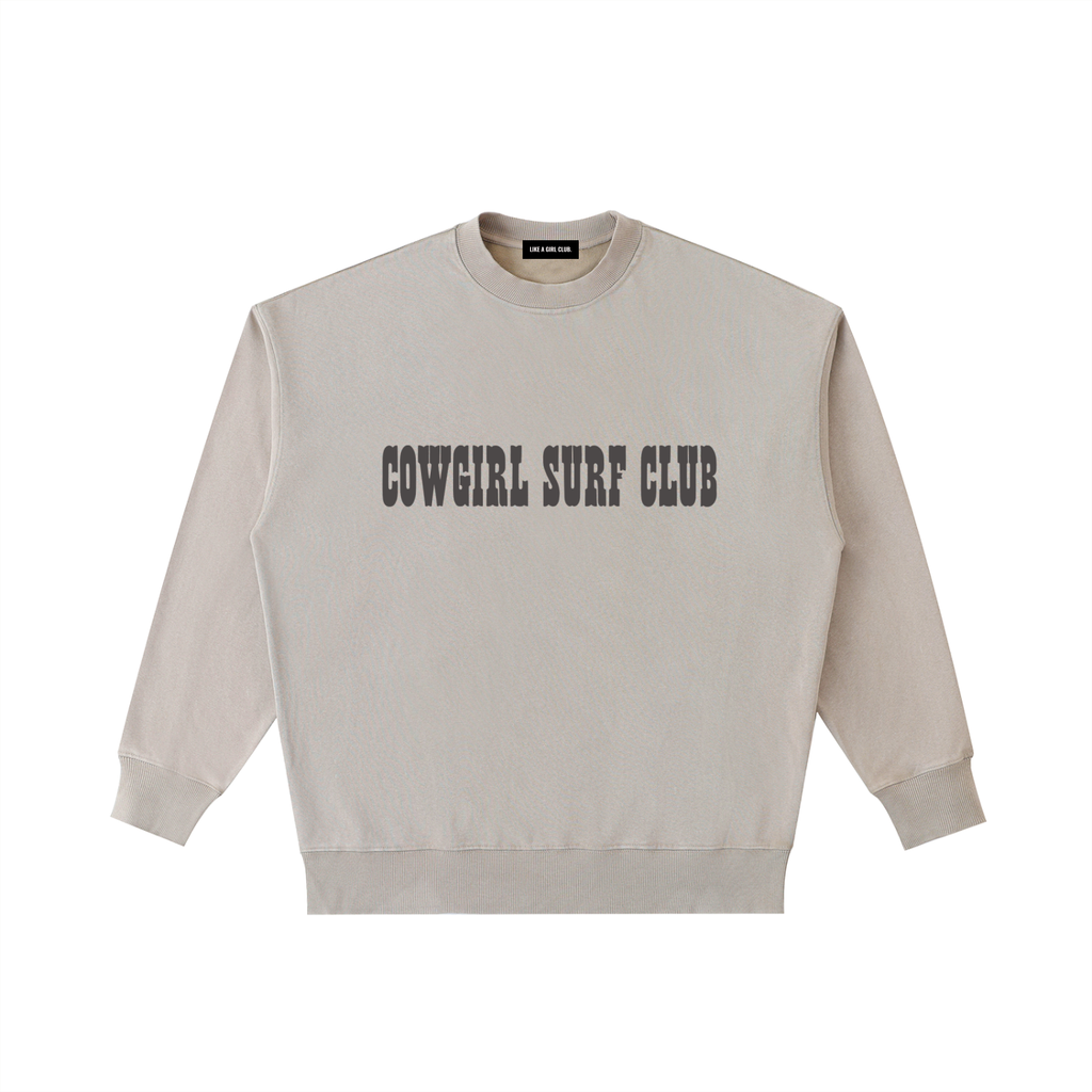 Cowgirl Surf Club Vintage Washed Heavyweight Crewneck Sweatshirt Off White