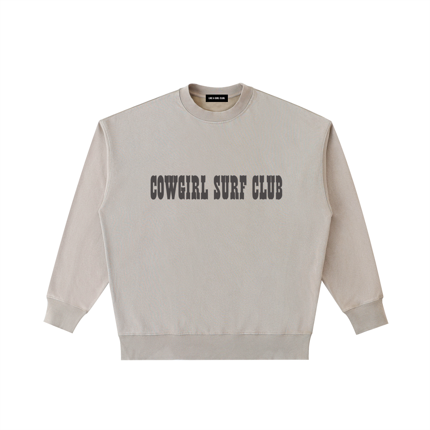 Cowgirl Surf Club Vintage Washed Heavyweight Crewneck Sweatshirt Off White