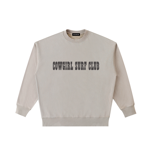 Cowgirl Surf Club Vintage Washed Heavyweight Crewneck Sweatshirt Off White