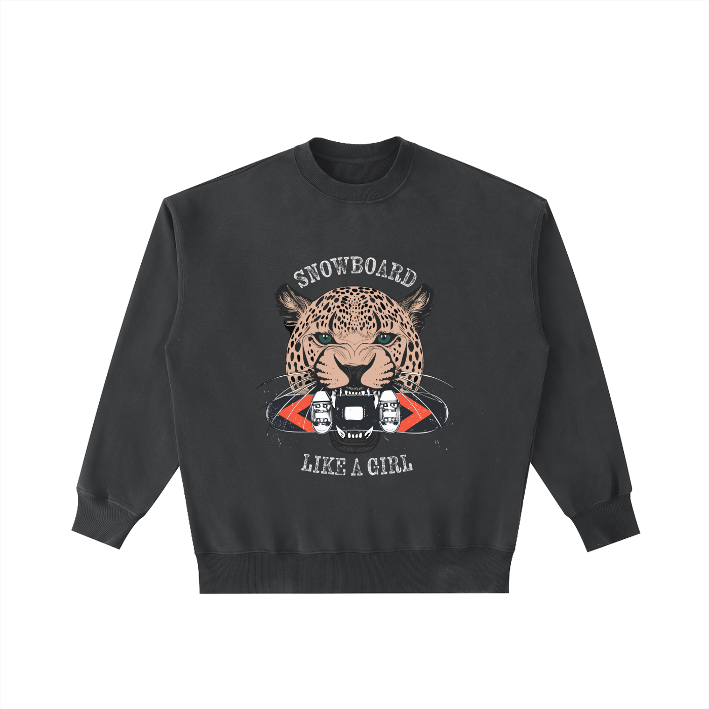 Snowboard Like A Girl Black Jagaur  Sweatshirt