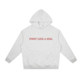Fight Like a Girl  Heavyweight Drop-Shoulder Hoodie Light Grey