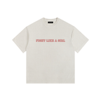 Fight Like a Girl Vintage Washed Oversized Cotton T-Shirt Off White