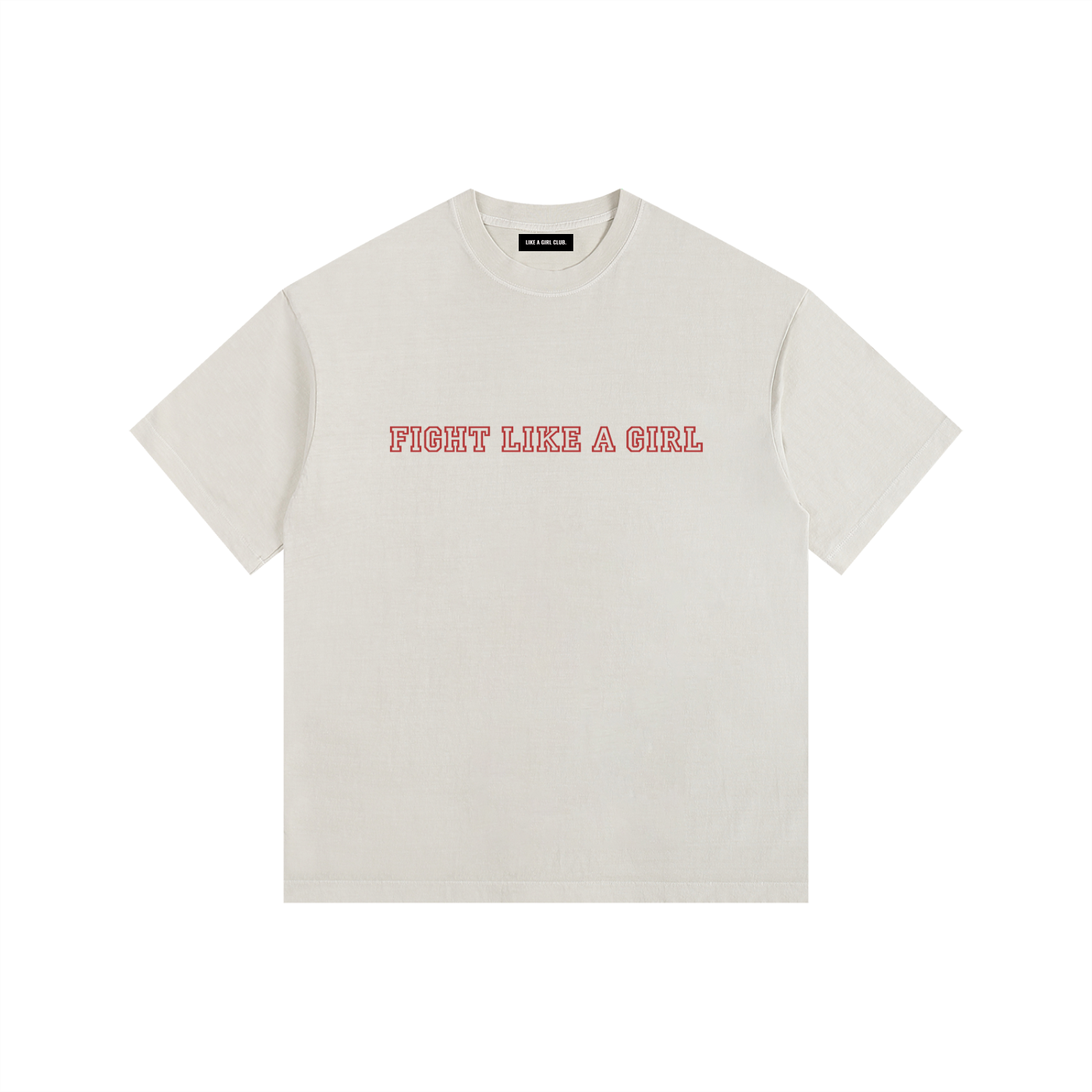 Fight Like a Girl Vintage Washed Oversized Cotton T-Shirt Off White