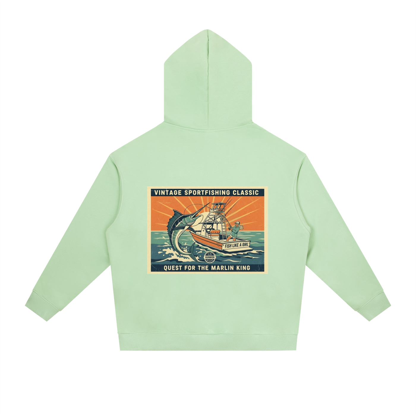 Fish Like a Girl Heavyweight Drop-Shoulder Hoodie Light Green