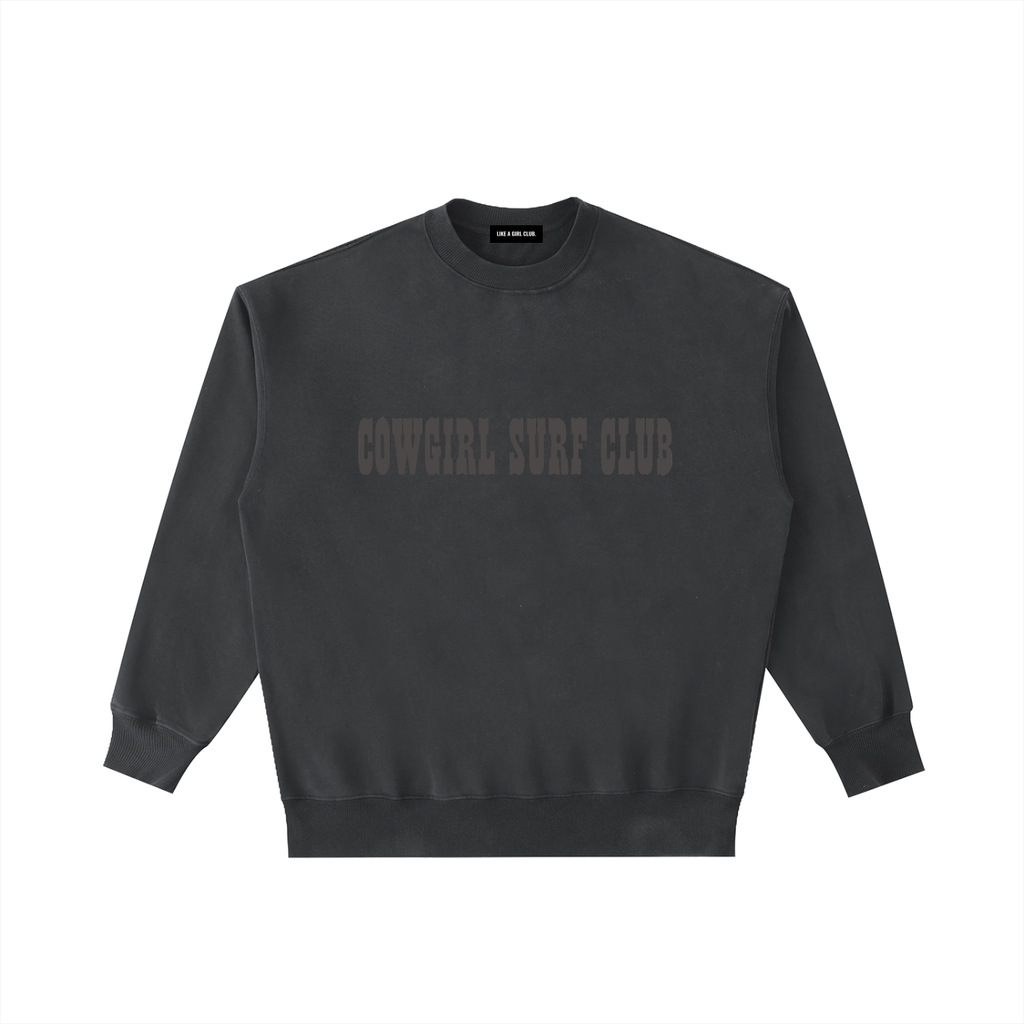 Cowgirl Surf Club Vintage Washed Heavyweight Crewneck Sweatshirt Black