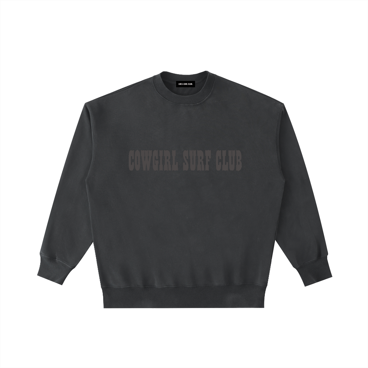 Cowgirl Surf Club Vintage Washed Heavyweight Crewneck Sweatshirt Black