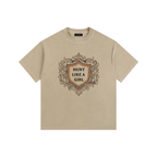 Hunt Like a Girl Crest Vintage Washed Oversized Cotton T-Shirt Khaki