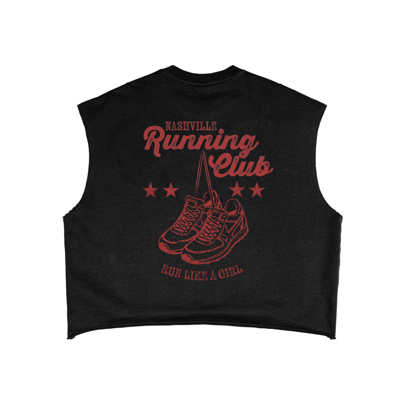 Vintage Run Club French Terry Boxy Tank Top Black