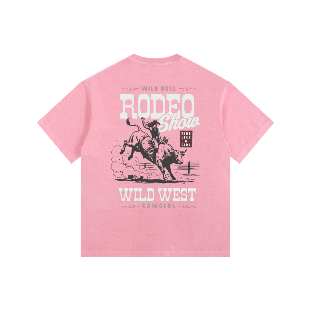 Rodeo Like A Girl Vintage Washed Oversized Cotton T-Shirt Pink