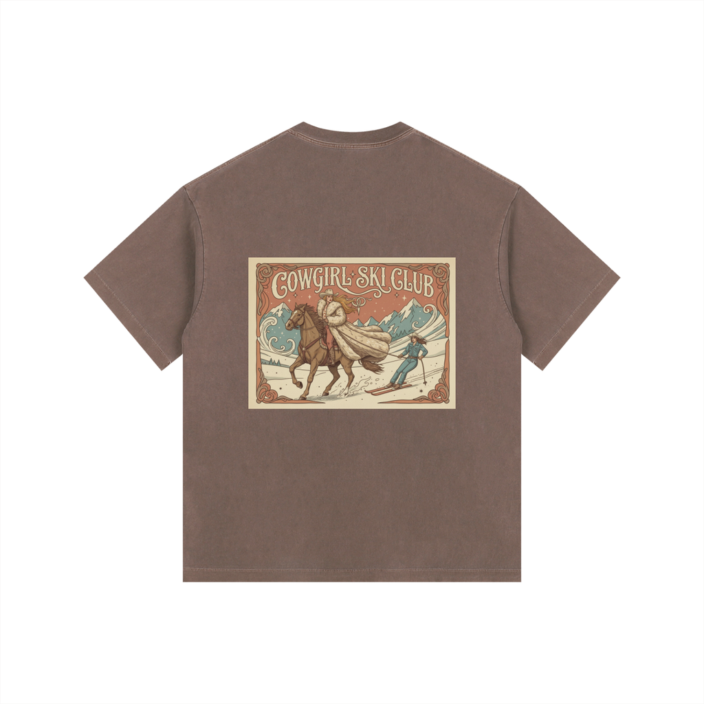 Cowgirl Ski Club Vintage Washed Oversized Cotton T-Shirt