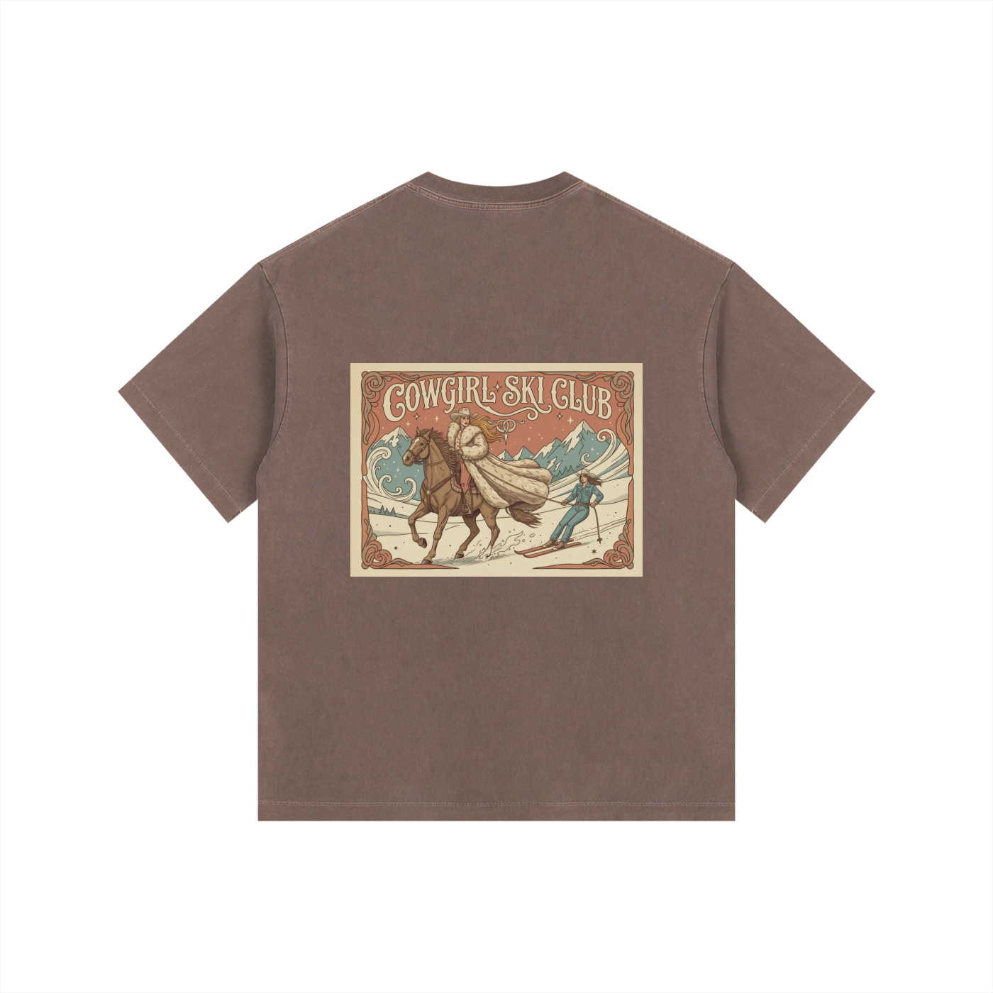 Cowgirl Ski Club Vintage Washed Oversized Cotton T-Shirt