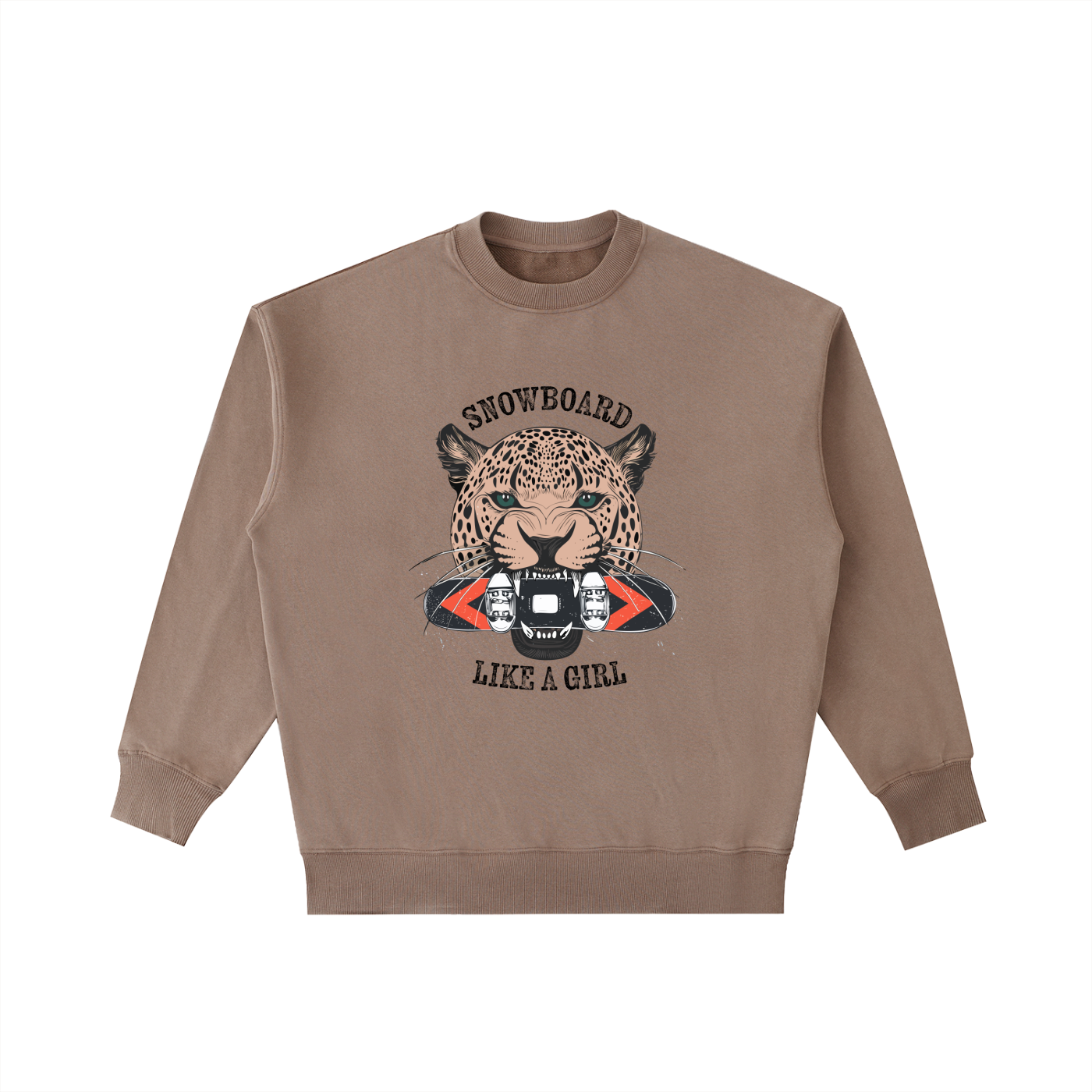 Vintage Snowboard Like A Girl Jaguar Coffee Sweatshirt