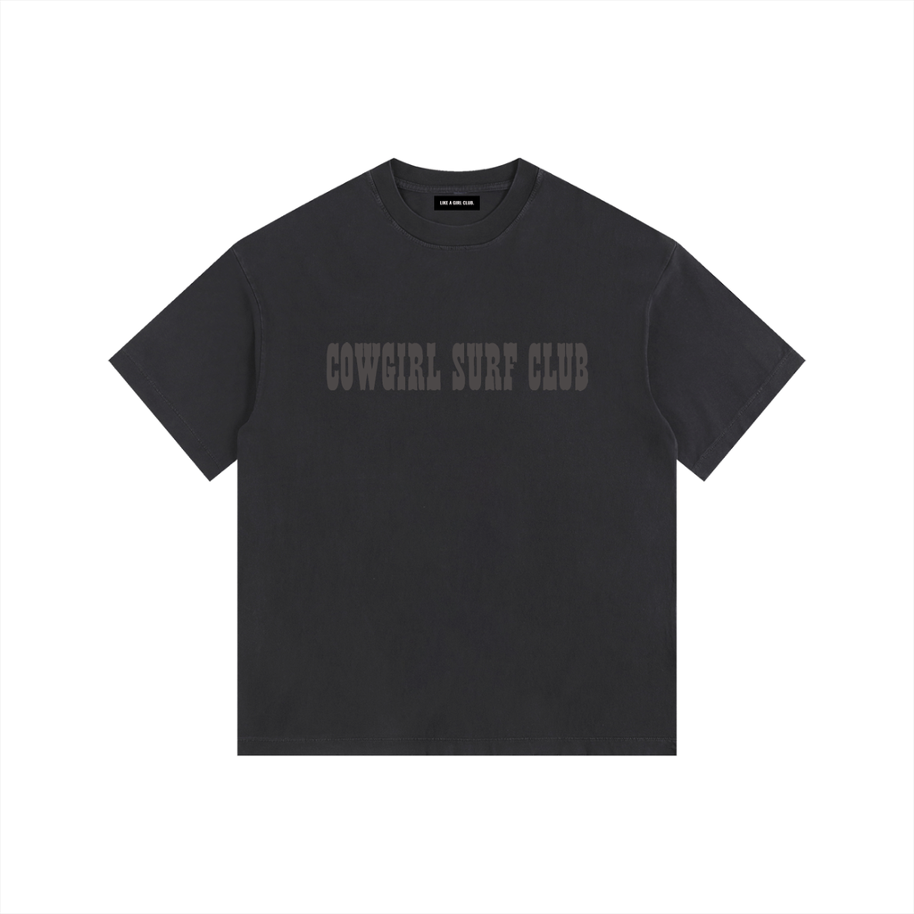 Cowgirl Surf Club Vintage Washed Oversized Cotton T-Shirt Black