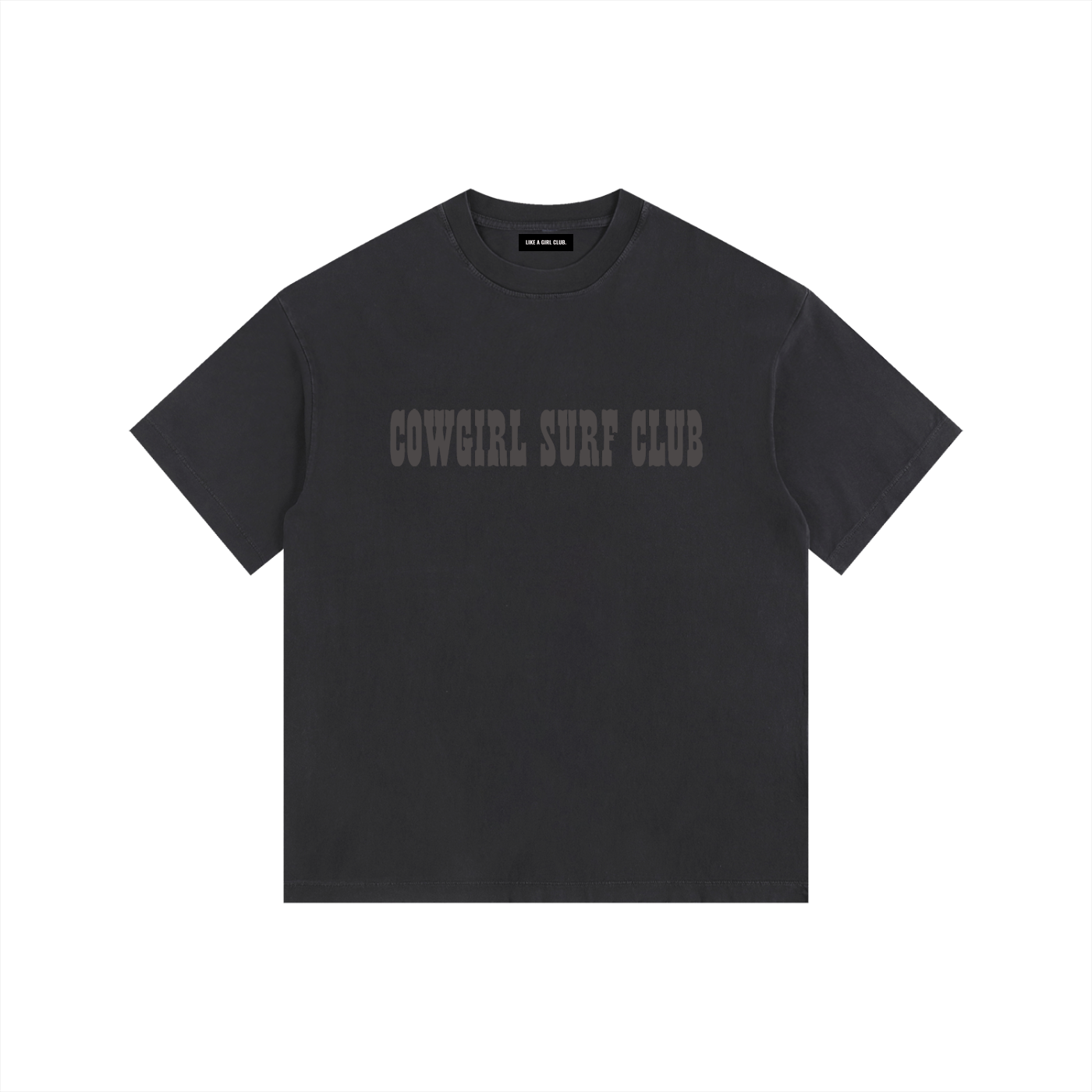 Cowgirl Surf Club Vintage Washed Oversized Cotton T-Shirt Black