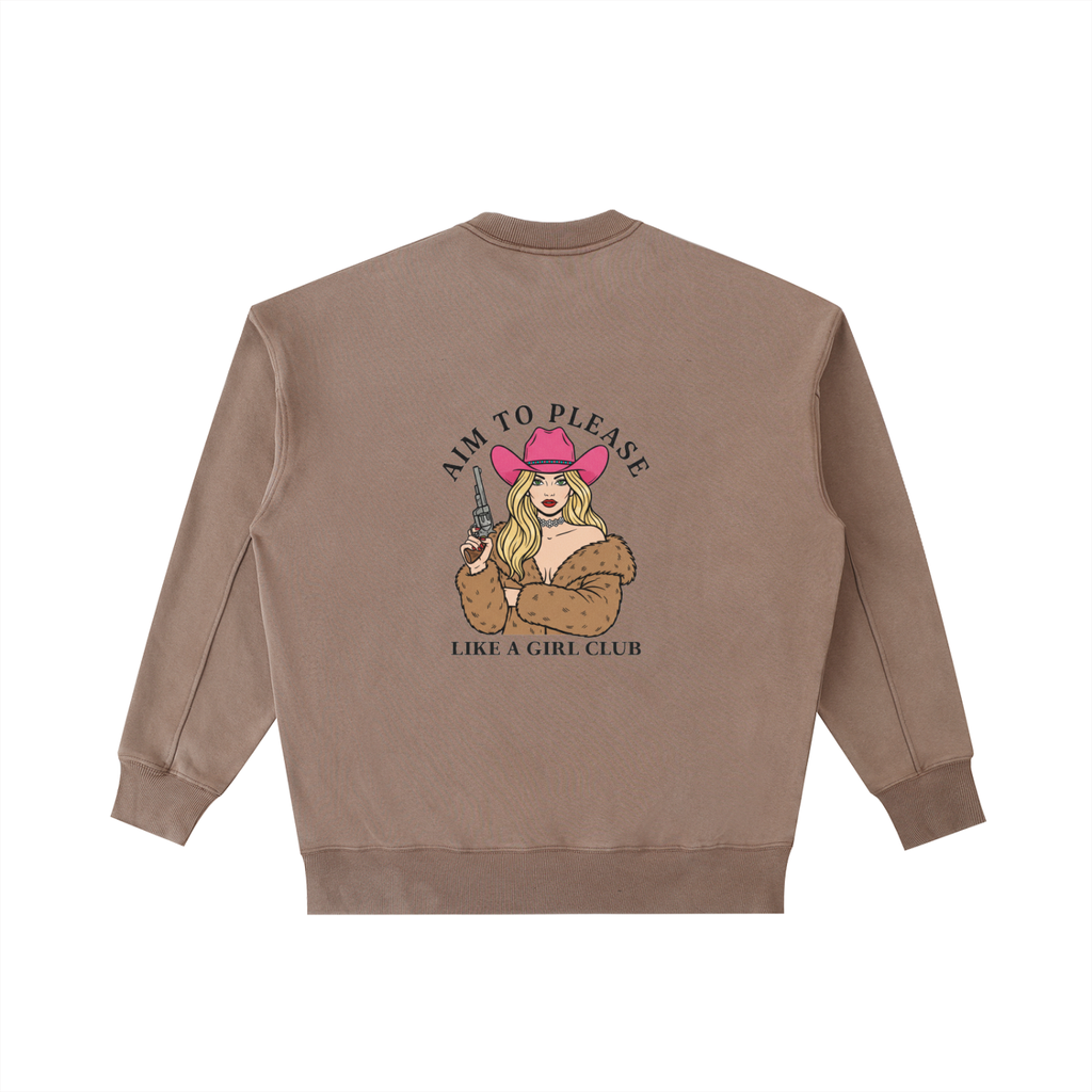 Aim To Please Vintage Washed Heavyweight Crewneck Sweatshirt Coffee