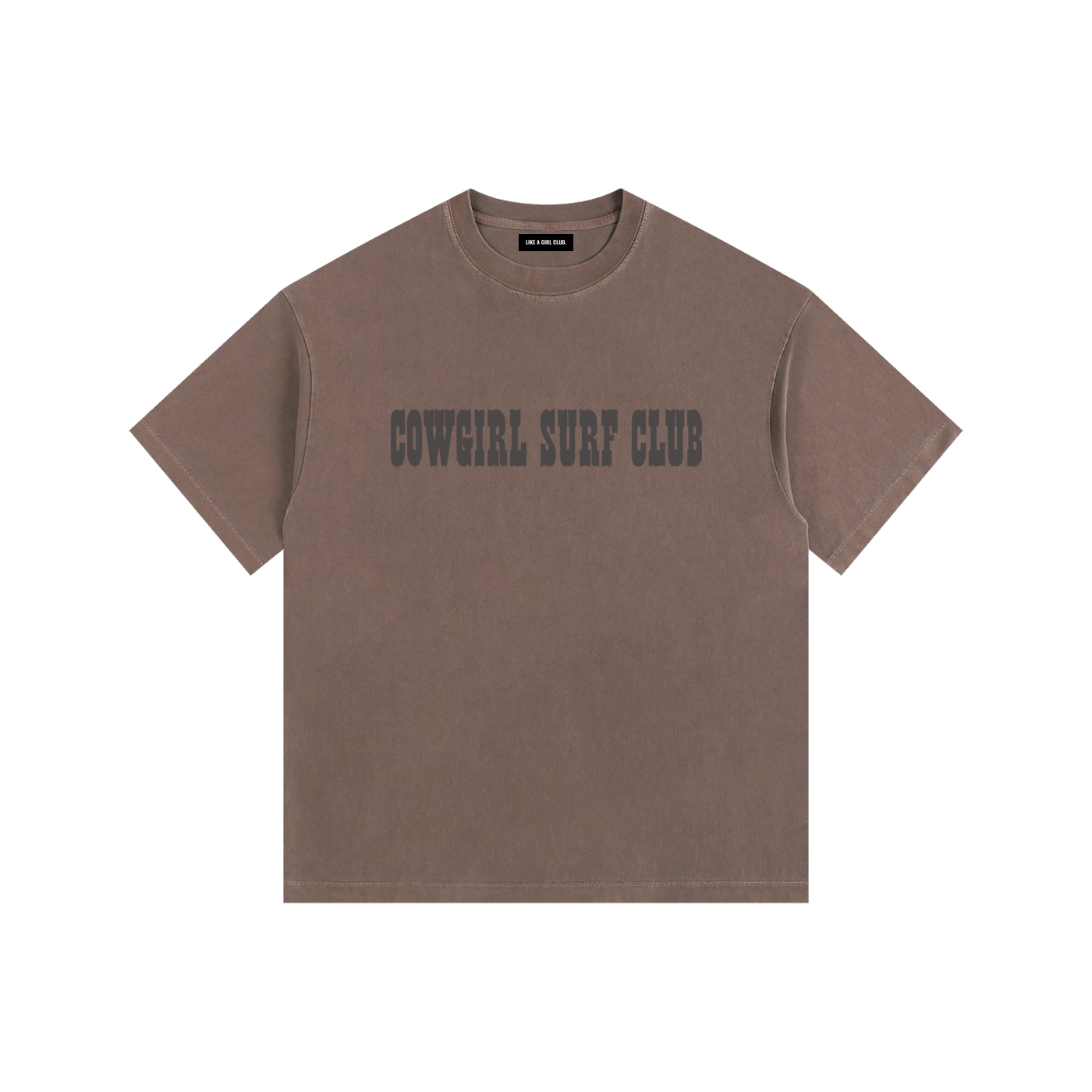 Cowgirl Surf Club Vintage Washed Oversized Cotton T-Shirt Coffee