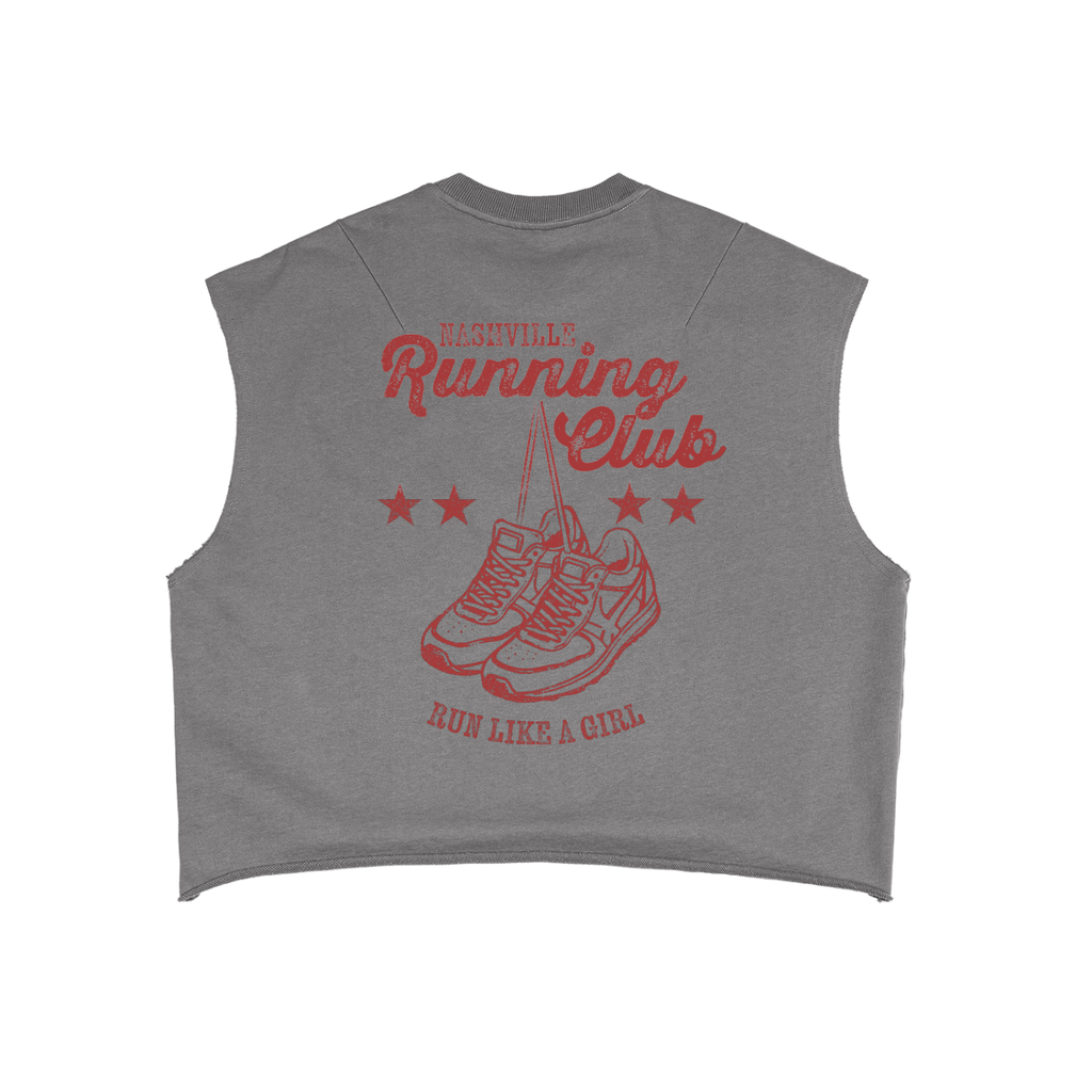 Vintage Running Club French Terry Boxy Tank Top Grey