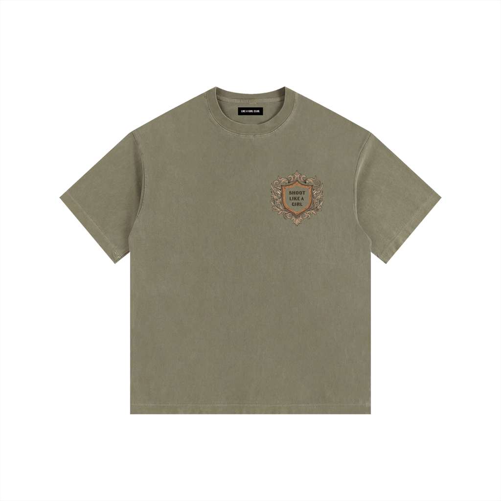 Aim To Please Army Green Washed Oversized Cotton T-Shirt