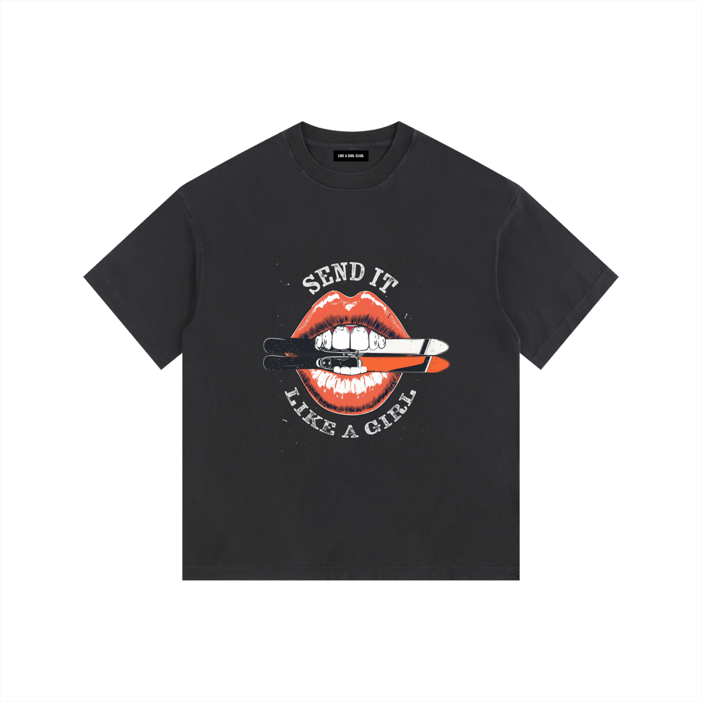 Send It Like A Ski Girl Vintage Washed Oversized Cotton T-Shirt