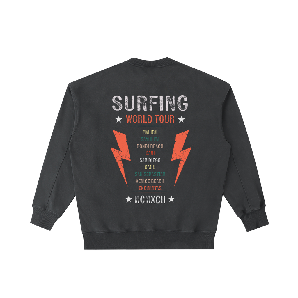 Surfing World Tour Vintage Washed Heavyweight Crewneck Sweatshirt Black