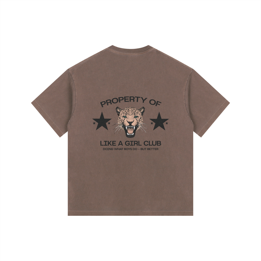 Doing What Boys Do Washed Oversized Cotton T-Shirt Coffee