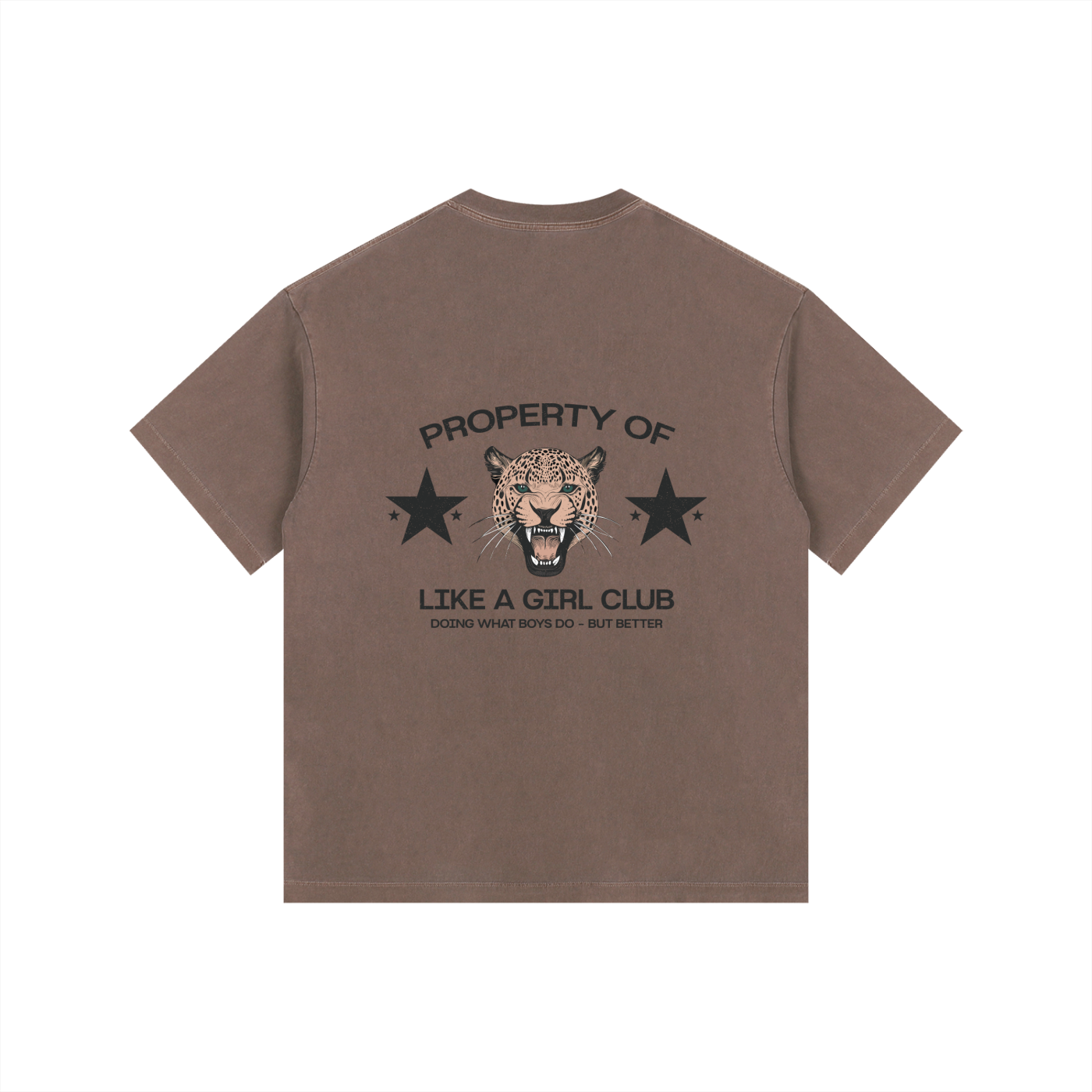 Doing What Boys Do Washed Oversized Cotton T-Shirt Coffee