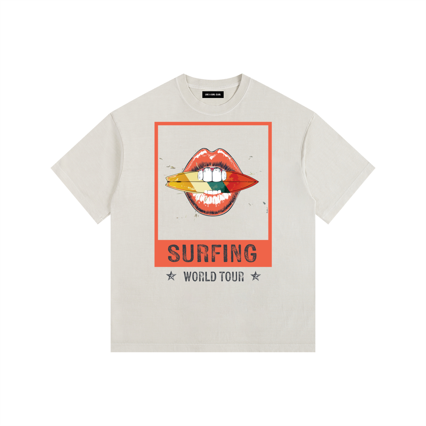 Surfing World Tour Vintage Washed Oversized Cotton T-Shirt Off White