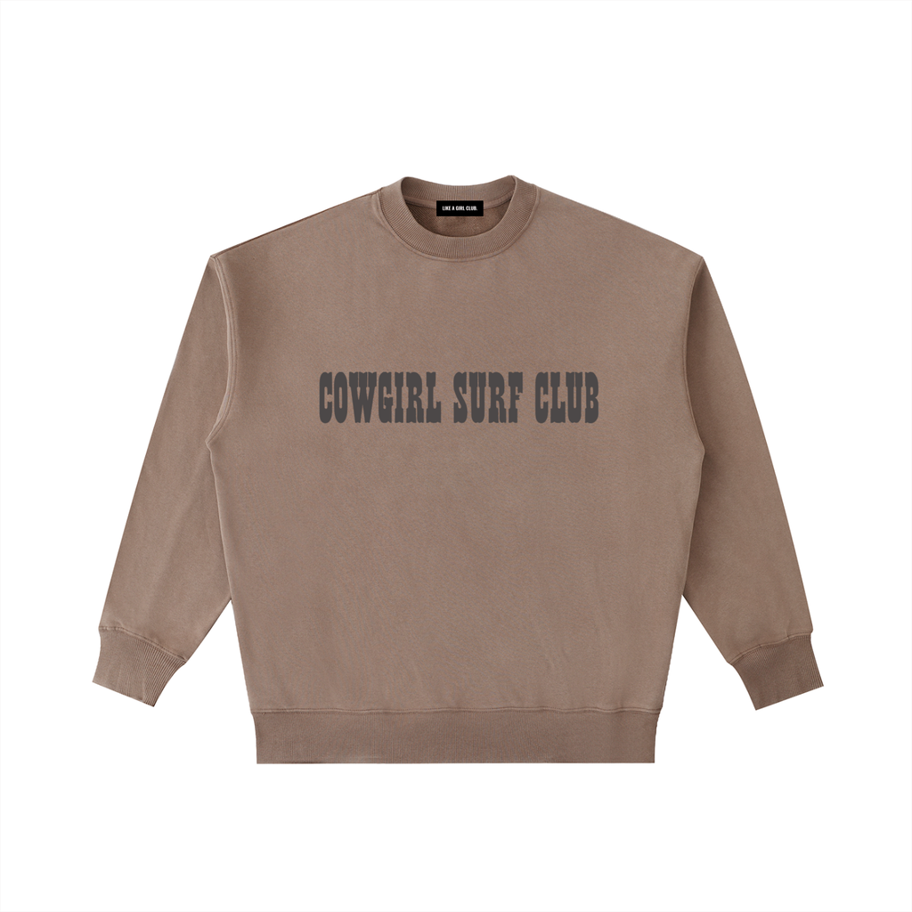 Cowgirl Surf Club Vintage Washed Heavyweight Crewneck Sweatshirt Coffee