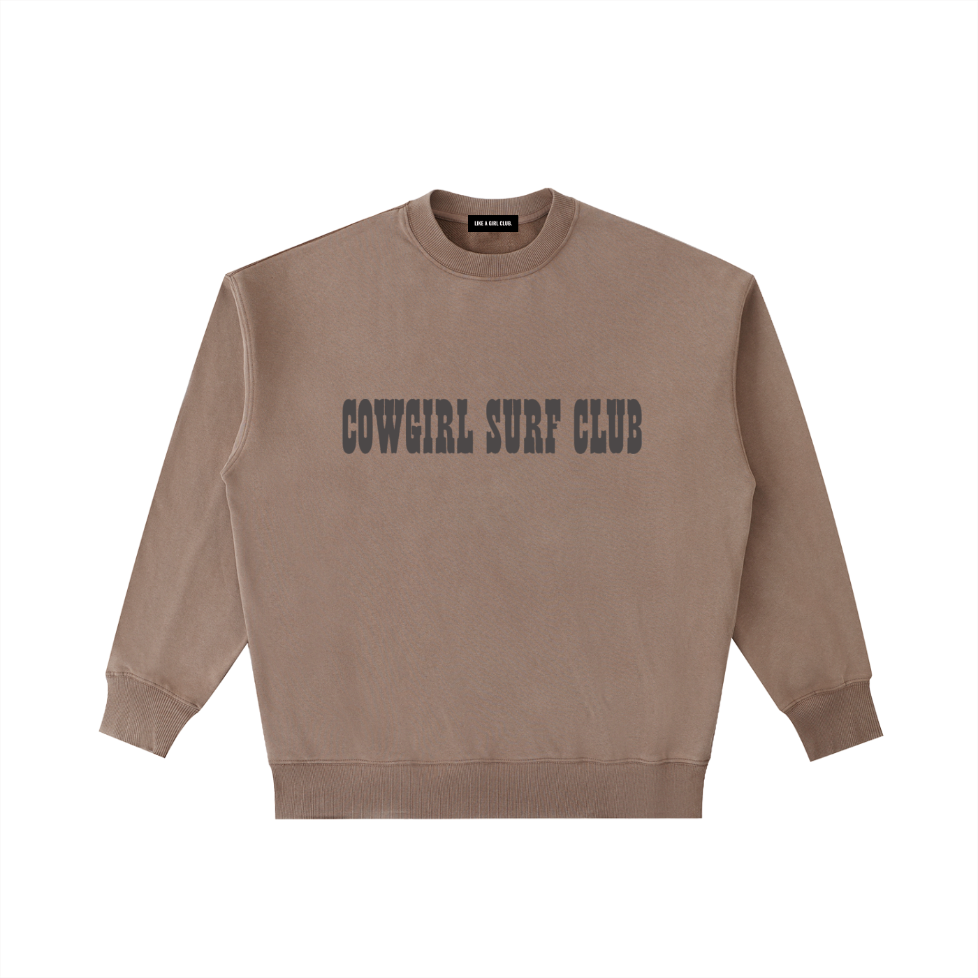Cowgirl Surf Club Vintage Washed Heavyweight Crewneck Sweatshirt Coffee