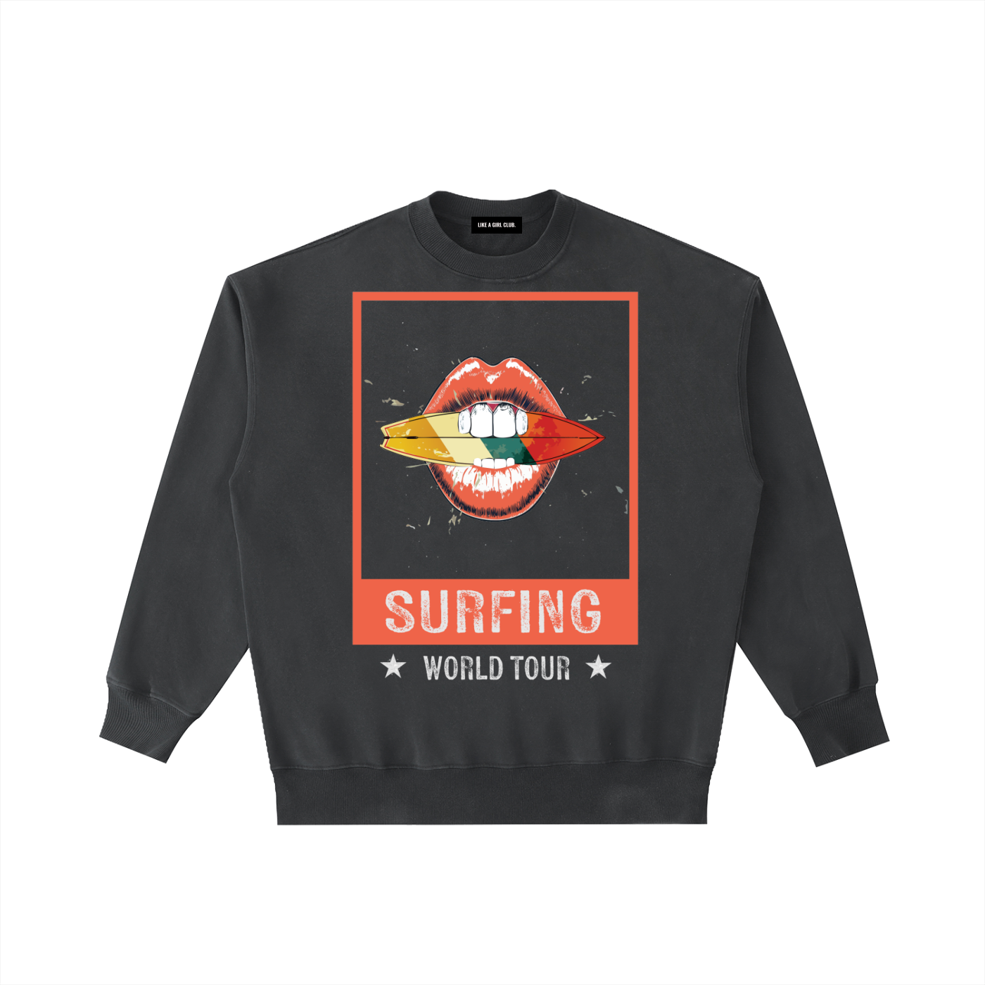 Surfing World Tour Vintage Washed Heavyweight Crewneck Sweatshirt Black