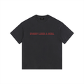 Vintage Fight Like a Girl Washed Oversized Cotton T-Shirt Black