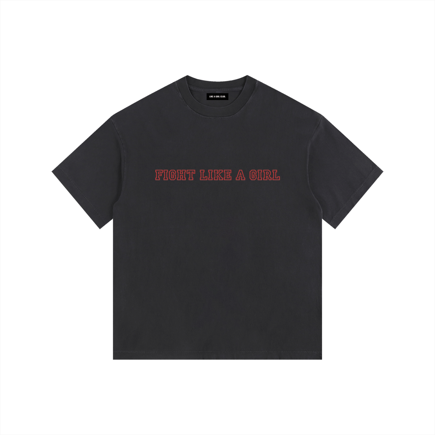 Vintage Fight Like a Girl Washed Oversized Cotton T-Shirt Black