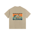 Fish Like a Girl Vintage Washed Oversized Cotton T-Shirt Khaki