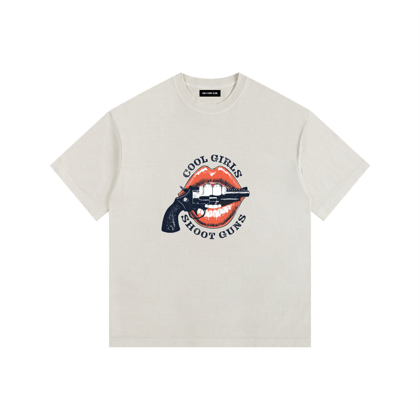 Cool Girls Shoot Guns Vintage Washed Oversized Cotton T-Shirt Off White