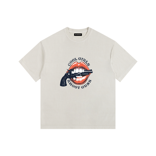 Cool Girls Shoot Guns Vintage Washed Oversized Cotton T-Shirt Off White