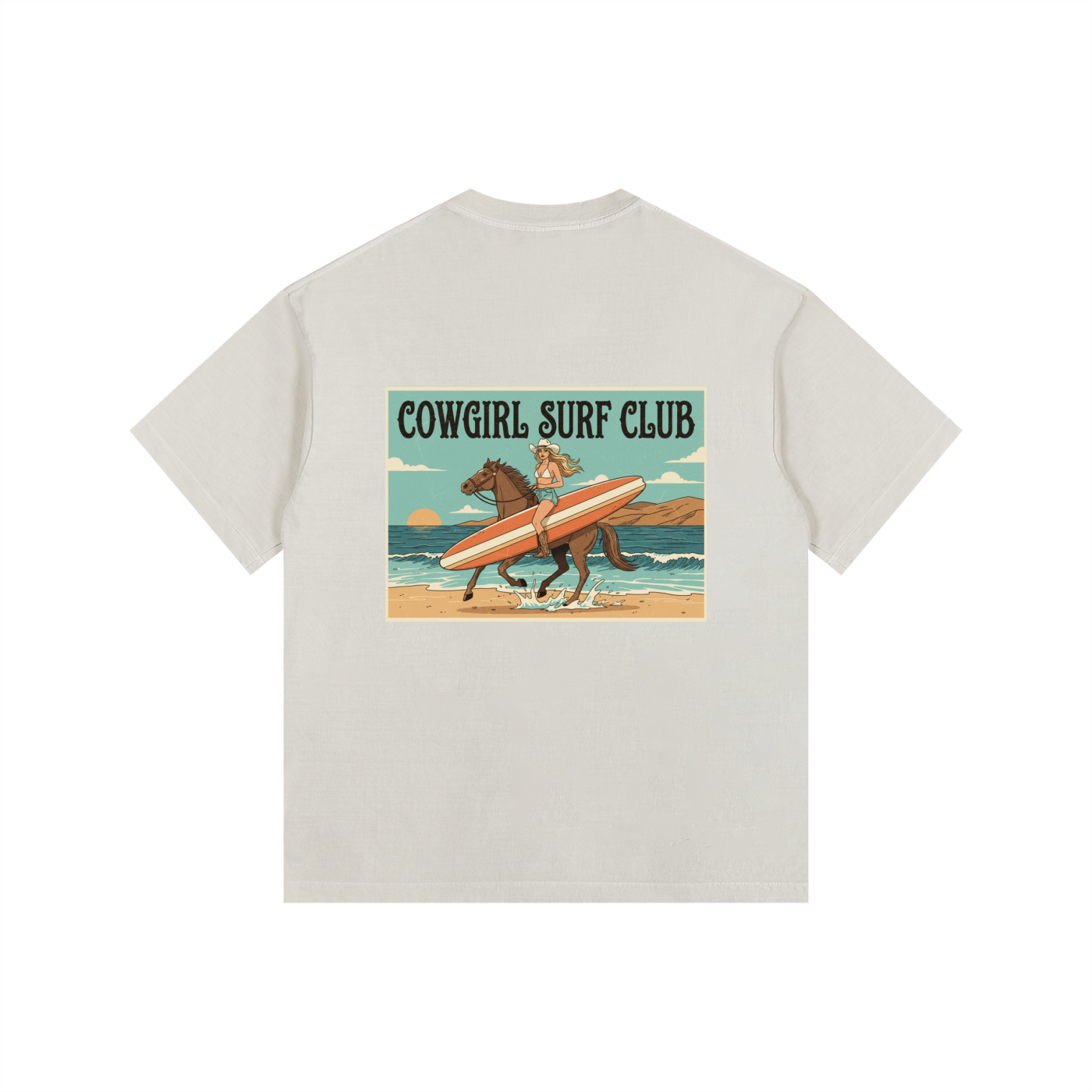 Cowgirl Surf Club Washed Oversized Cotton T-Shirt Off White