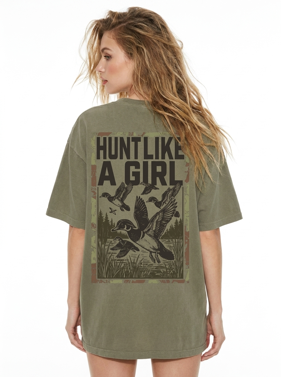 Army Green Hunt Like A Girl Tshirt Like A Girl Club