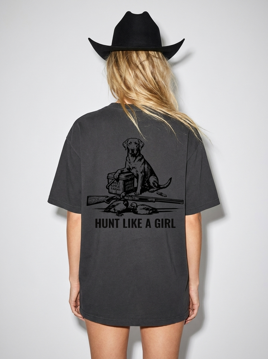 BLACK HUNT LIKE A GIRL TSHIRT LIKE A GIRL CLUB DUCK HUNTING TSHIRT