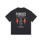 BLACK SKIING TSHIRT POWDER WORLD TOUR