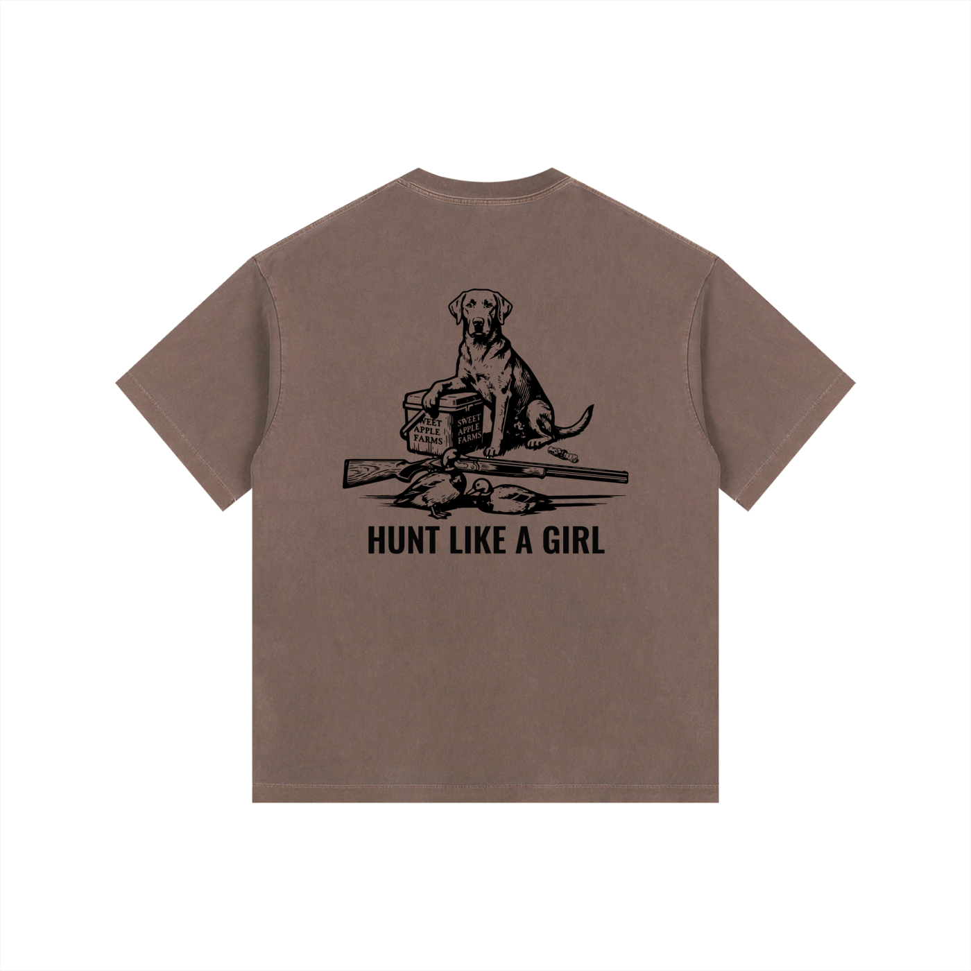 Back graphic — Hunt Like A Girl Retriever vintage washed oversized tee — Like A Girl Club hunting apparel