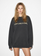 FISH LIKE A GIRL BLACK CREWNECK SWEATSHIRT