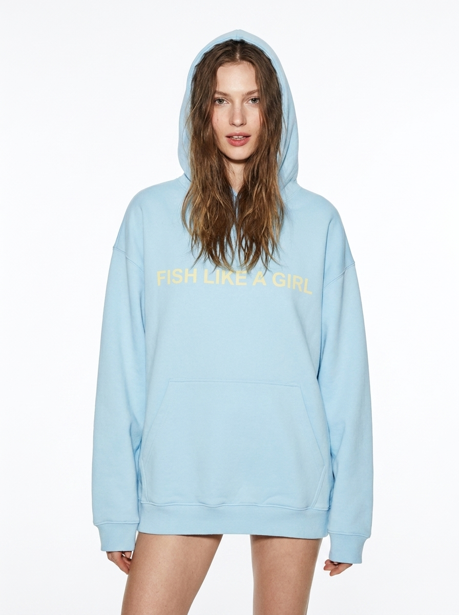 FISH LIKE A GIRL LIKE A GIRL CLUB HOODIE BABY BLUE
