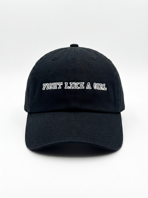 Fight Like A Girl embroidered dad hat in black — women's boxing hat by Like A Girl Club