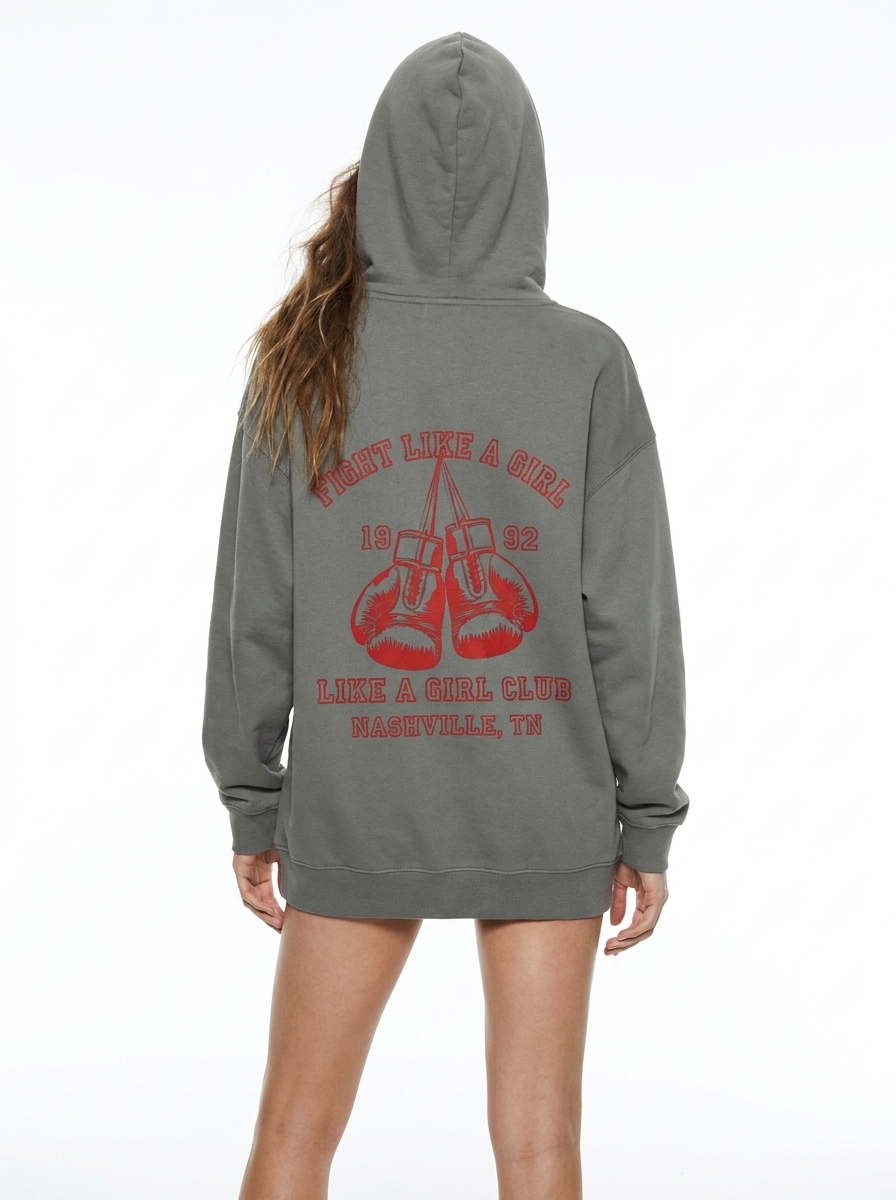 Fight Like A girl Grey Hoodie 