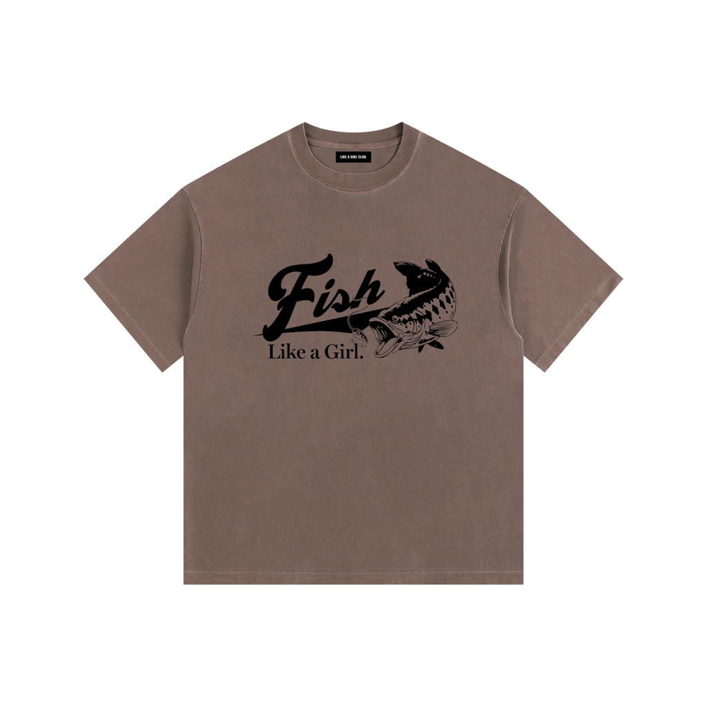 Fish Like A Girl Bass Tee in Black — women's fishing t-shirt by Like A Girl Club - coffee