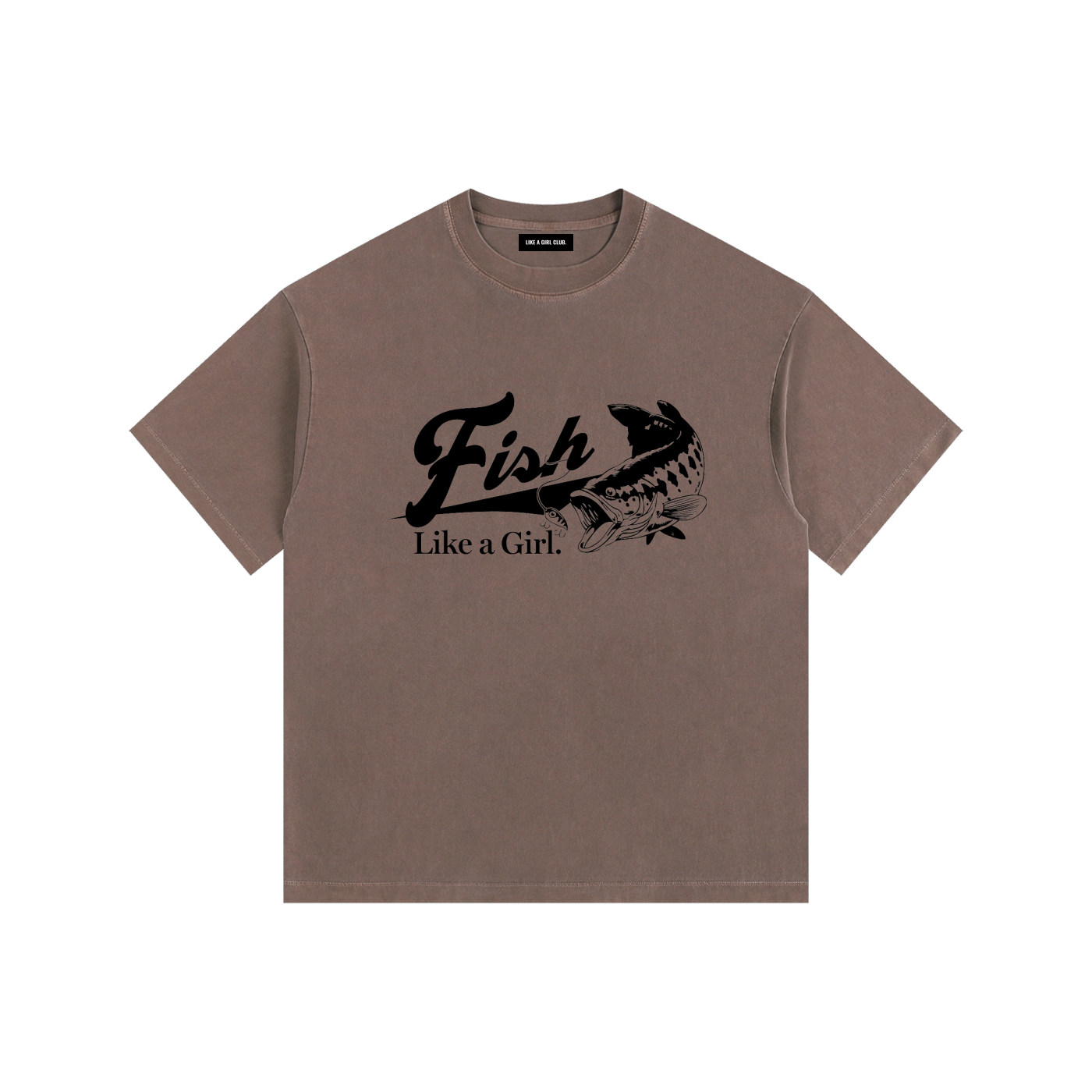 Fish Like A Girl Bass Tee in Black — women's fishing t-shirt by Like A Girl Club - coffee