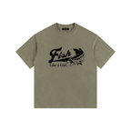 Fish Like A Girl Bass Tee in army green — women's fishing t-shirt by Like A Girl Club