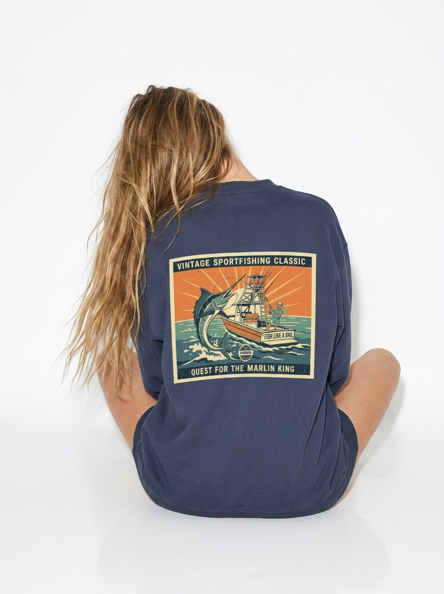 Fish Like A Girl Graphic crewneck sweatshirt navy 