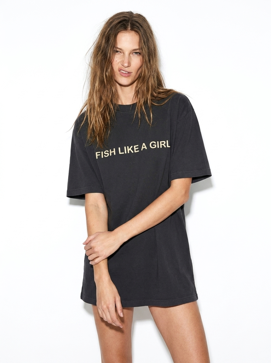 Fish Like A Girl Tshirt Black