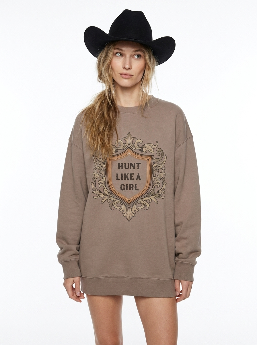 Hunt Like A Girl Crest Sweatshirt Coffee